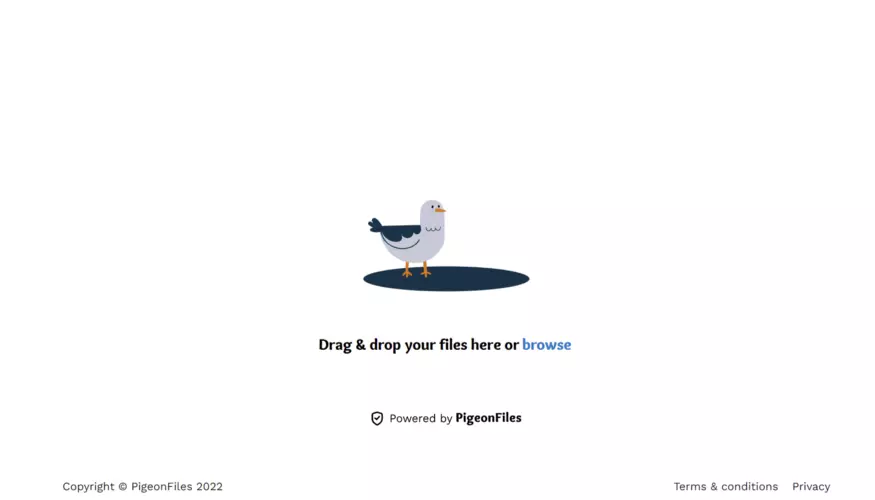 PigeonFiles upload page